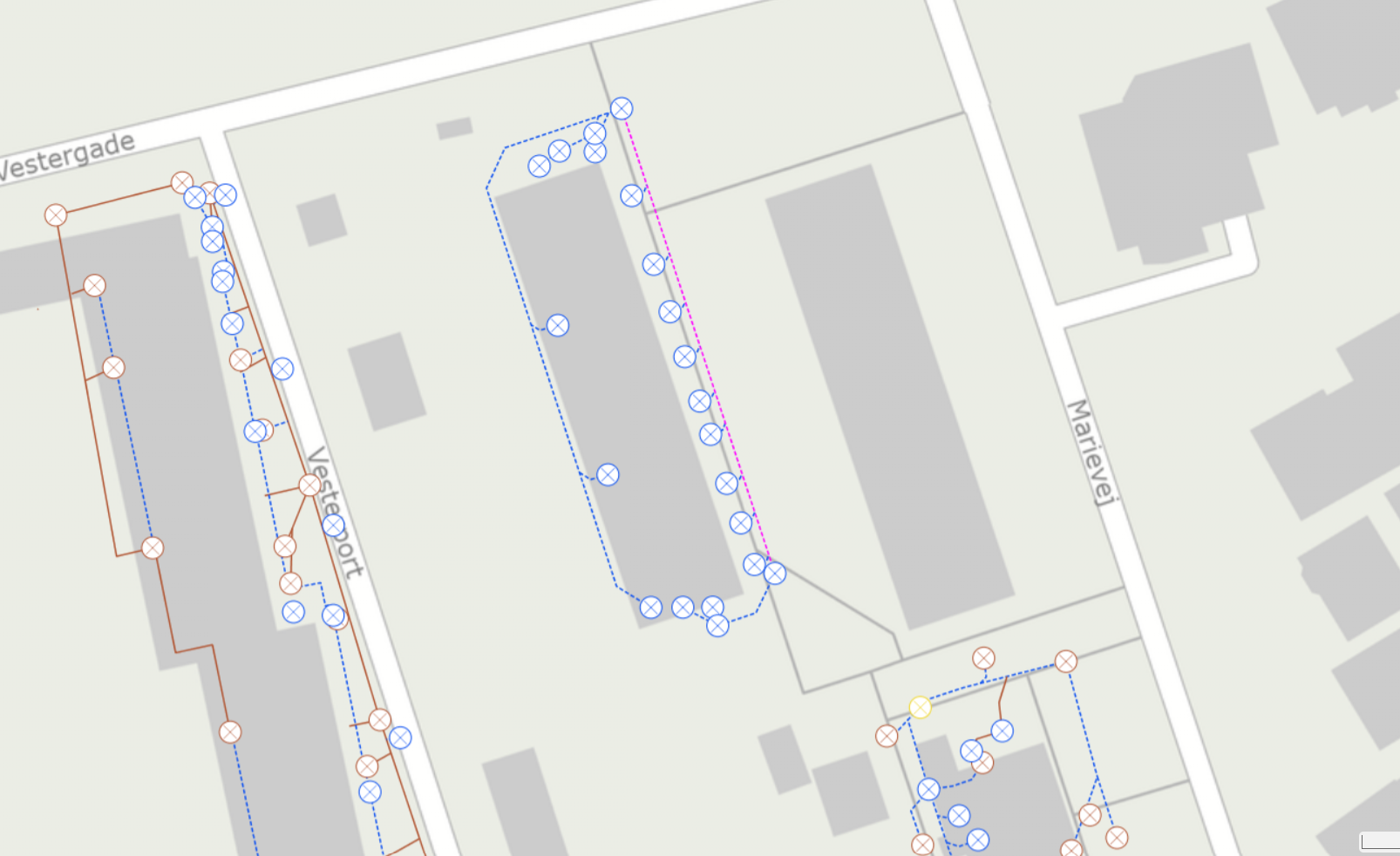 Digitalt GIS-kort med kloakledninger